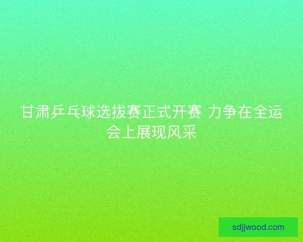 甘肃乒乓球选拔赛正式开赛 力争在全运会上展现风采
