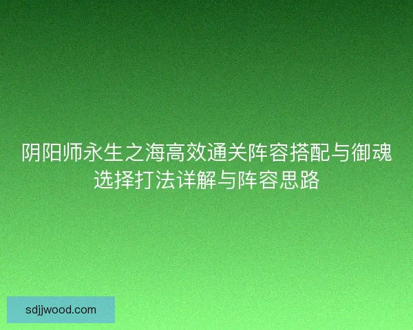 阴阳师永生之海高效通关阵容搭配与御魂选择打法详解与阵容思路