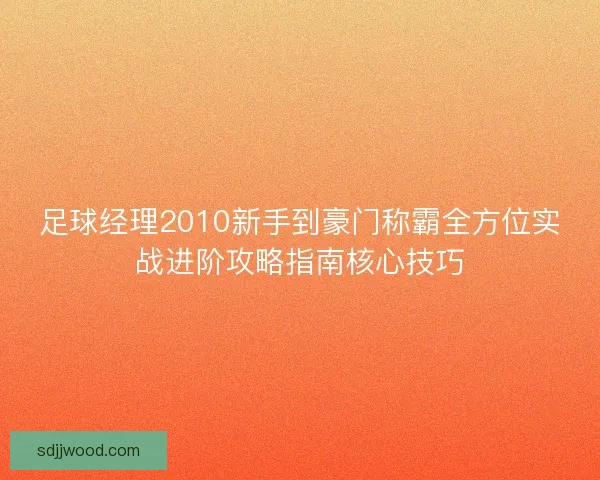 足球经理2010新手到豪门称霸全方位实战进阶攻略指南核心技巧