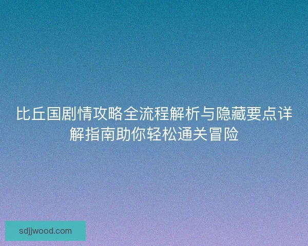比丘国剧情攻略全流程解析与隐藏要点详解指南助你轻松通关冒险