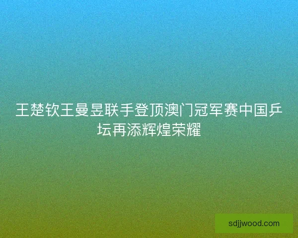 王楚钦王曼昱联手登顶澳门冠军赛中国乒坛再添辉煌荣耀